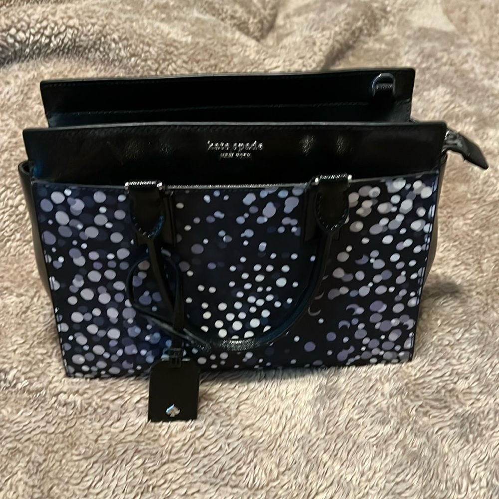 Black purse - gray and white polka dots Kate Spade